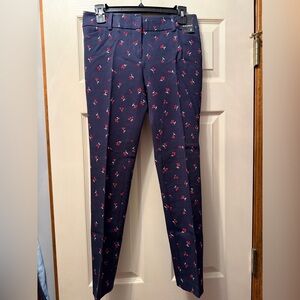 New York & Company Navy Cherry Print Pants